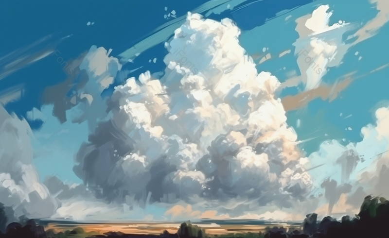 蓝色唯美天空油画背景,插画/手绘图,插画/手绘图库,插画/手绘图下载,插画/手绘